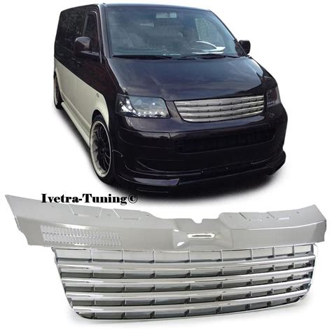 Embleemloze Grill Volkswagen Transporter T5 (Chrome) - Ivetra Tuning