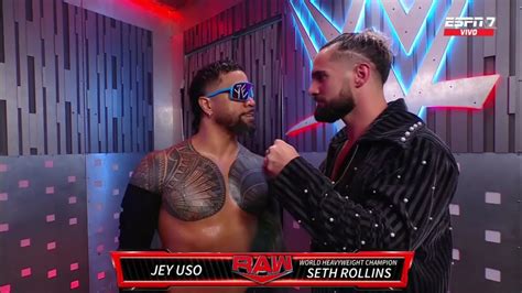 Seth Rollins Le Da Su Apoyo A Jey Uso En Backstage WWE Raw 25 03 2024