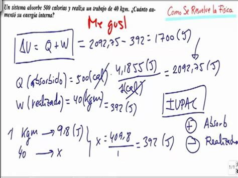 Primer Principio De La Termodinamica Variaci N De Energ A Interna