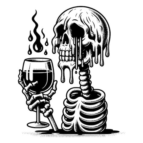 Skeleton Drinking Wine Cup SVG Vector Premium AI Generated Vector