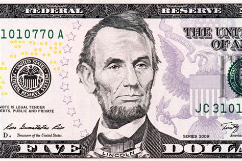 Abraham Lincoln 5 Dollar Bill Printable