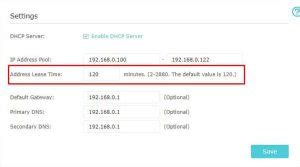 dhcp lease time   change