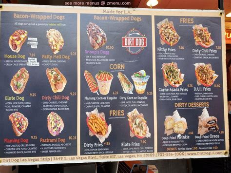 Menu at Dirt Dog restaurant, Las Vegas, S Rainbow Blvd #100