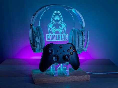 Personalised Headset Controller Stand RGB LED Gaming Station Etsy