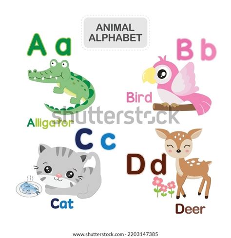 Cute Animal Alphabet Letter D Stock Vector (Royalty Free) 2203147385 | Shutterstock