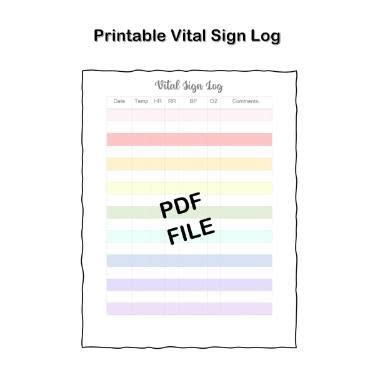 Printable Vital Sign Log Pdf Blood Pressure Log Vital Signs Sheet