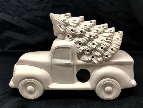 Ceramic Tree In Truck Ready To Paint Ceramic Bisque Christmas Tree In Truck Ceramic Christmas