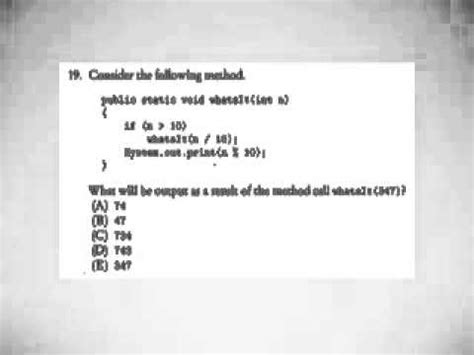 AP Computer Science Diagnostic Test Sample Questions 17 20 YouTube