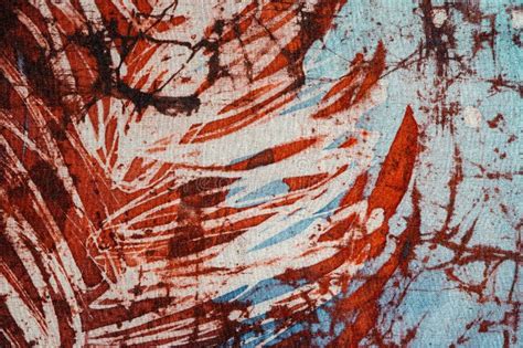 Stripes Hot Batik Background Texture Handmade On Silk Abstract Surrealism Art Stock Image