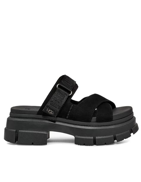 UGG Ashton Nubuck Platform Sandals in Black | Lyst