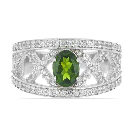 Кольцо из серебра с Хромдиопсидом и Топазом - купить с доставкой по ...