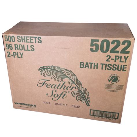 Von Drehle Feather Soft 2 Ply Toilet Tissue Case 96 Rolls Absorbent 500