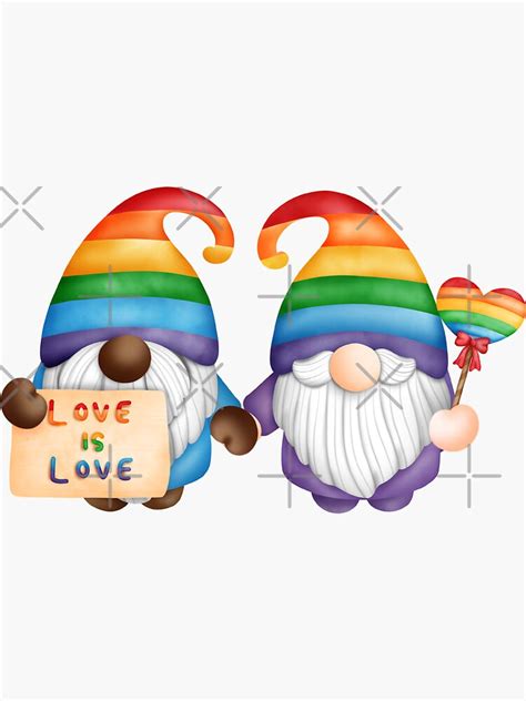 Pride LGBT Rainbow Gnome Gay Couple 2 Sticker For Sale By TasimaDesign Redbubble