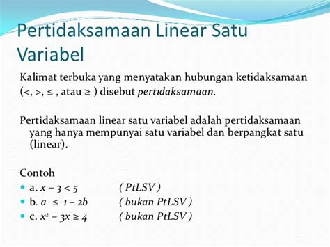 Pengertian Dan Contoh Soal Pertidaksamaan Linear Satu Variabel Beserta