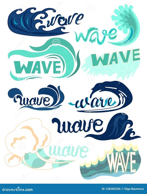 Different Types of Ocean Waves. Water Design Elements Stock Vector ...