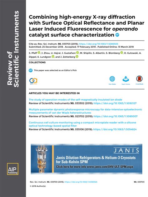 Pdf Combining High Energy X Ray Diffraction With Surface Optical