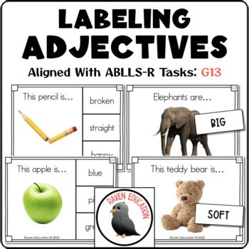 Labeling Adjectives Task Cards Aligned With ABLLS R G13 By Raven