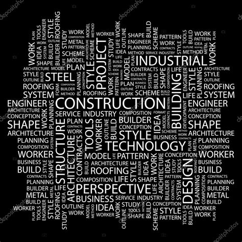 CONSTRUCTION. Word collage on black background — Stock Vector ...