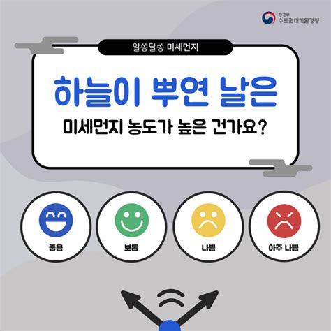 환경부 카드뉴스 하늘이 뿌연 날은 미세먼지 농도가 높은 건가요