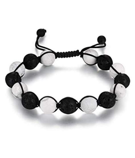 8mm White Howlite Black Lava Rock Natural Agate Stone Bracelet Buy