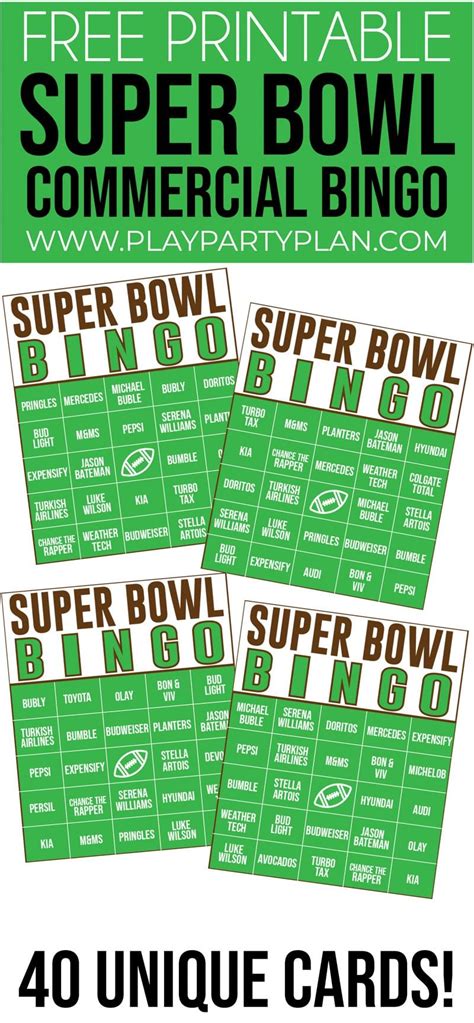 Free Printable Super Bowl Commercial Bingo Artofit