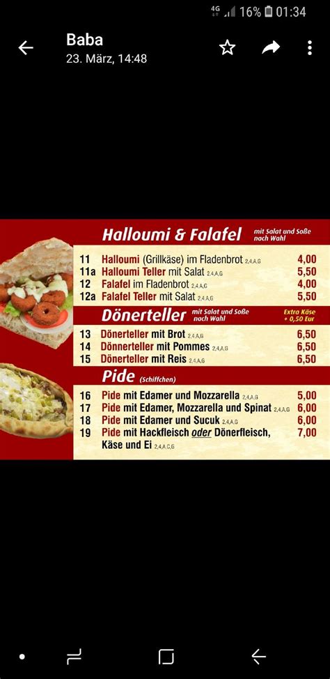 Speisekarte von Bosporus Döner Pizza Haus Erfurt