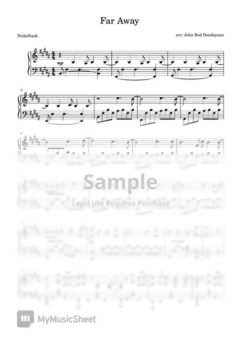 Nickelback Far Away Piano Sheet Sheets By John Rod Dondoyano