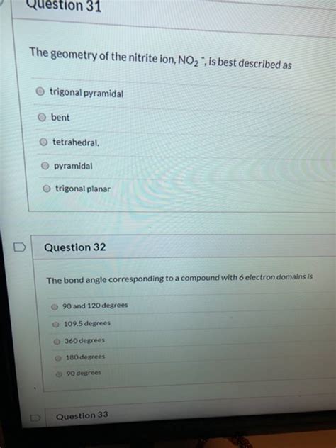 (Get Answer) - The Geometry Of The Nitrite Ion, NO2, Is Best Described ...