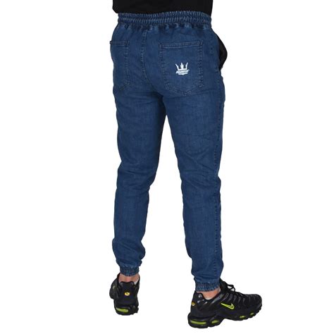 Jigga Wear Spodnie Jogger Jeans Crown Niebieskie Klasykshop