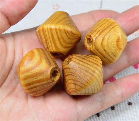 20 Pcs Wooden Beads Wooden Bicone Marbled Brown Double Cone Etsy