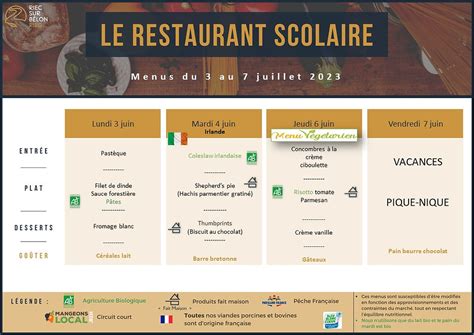 Menus Restaurant Scolaire Derni Re Ligne Droite Avant Les Vacances