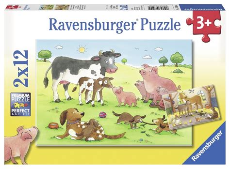 2 Puzzles Familles D Animaux De La Ferme 12 Teile RAVENSBURGER