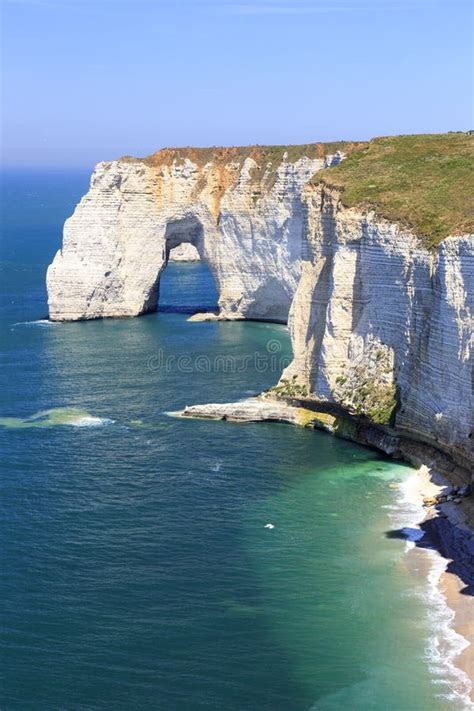 White Chalk Cliff Near Etretat Normandy France Stock Image Image Of