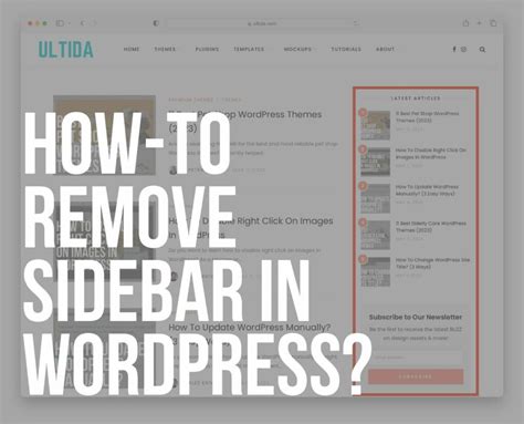 How To Remove The Sidebar In WordPress So Easy ULTIDA