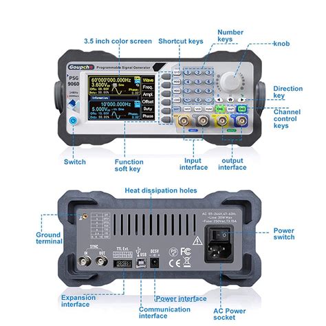 Goupchn Generador de señal DDS programable de 60 MHz de doble canal