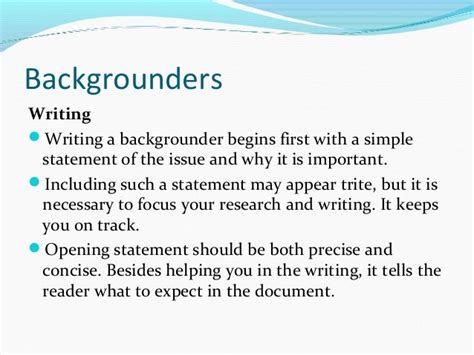 Backgrounders And Position Papers