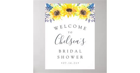 Flowerfields Sunflower Bridal Shower Welcome Poster Zazzle