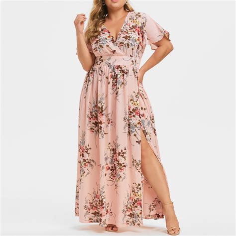 Jophufed Womens Plus Size Summer Dresses 2022 Party Boho Print Maxi