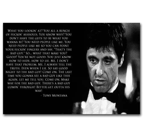 MQ861 Classic Movie Scarface Tony Montana Quotes Movie Hot New Art Poster Top Silk Light Canvas ...