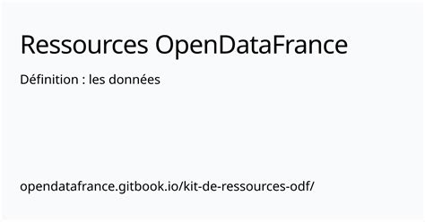 Définition Les Données Ressources Opendatafrance