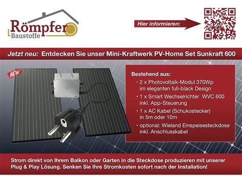 Balkonkraftwerk Steildach PH Home Set Sunkraft 600W Komplett Mit