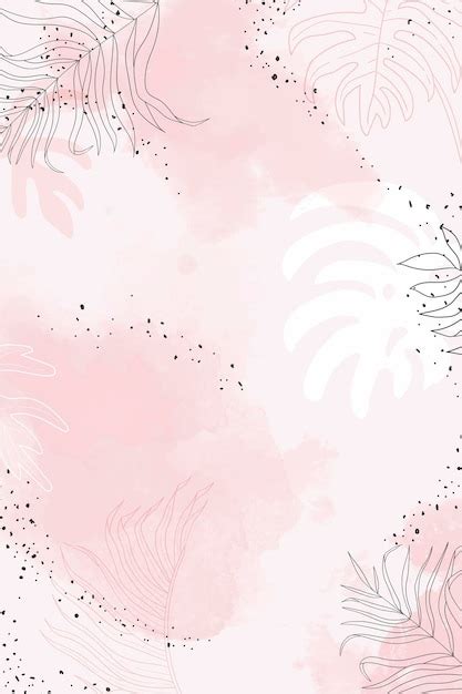 Premium Vector Pink Leafy Watercolor Background Vector