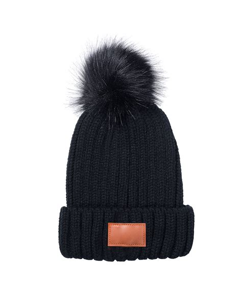 Leeman Knit Beanie With Fur Pom Pom Alphabroder