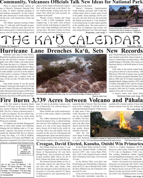 The Kaʻū Calendar News Briefs Hawaiʻi Island Sep 20 2018