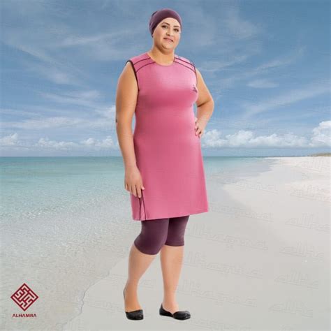 Semi Cover Modest Capri Swimsuit Al8132 Plus Size Uk 20 26 Alhamra