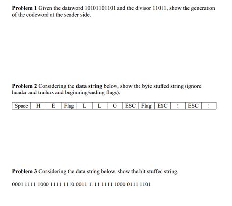 Solved Problem 1 Given The Dataword 10101101101 And The