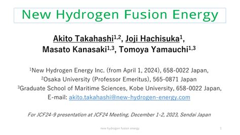 (PDF) New Hydrogen Fusion Energy