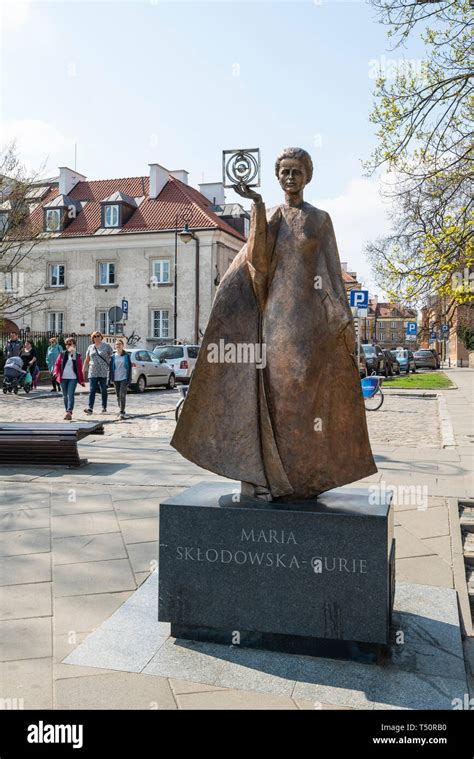 Warsaw Poland Statue Of Polish Scientist Marie Sklodowska Curie Holding