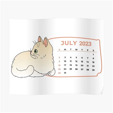 "Cute Cats Calendar 2023, July 2023 Calendar For Cat Lovers, Monthly ...