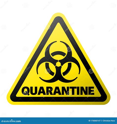 Triangular Yellow And Black Quarantine Warning Sign With Biohazard